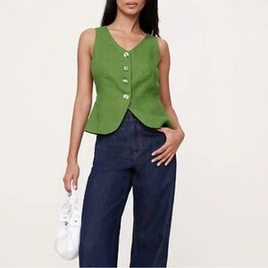 Banana Republic Linen Button-Front Vest, Size 4